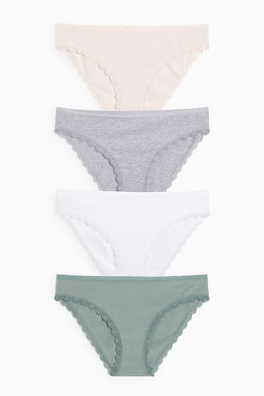 Femmes - Lot de 4 - culottes - gris clair chiné