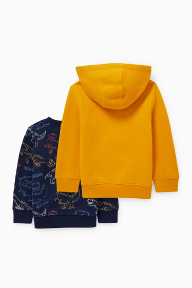 Kinderen: jongens - Set van 2 - dino - hoodie en sweatshirt - oranje