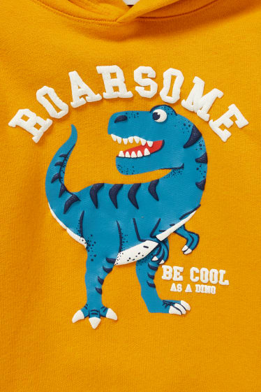 Kinderen: jongens - Set van 2 - dino - hoodie en sweatshirt - oranje