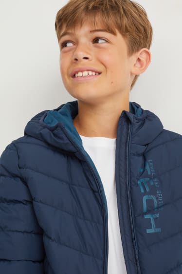 Kinderen: jongens - Gewatteerde jas met capuchon - donkerblauw