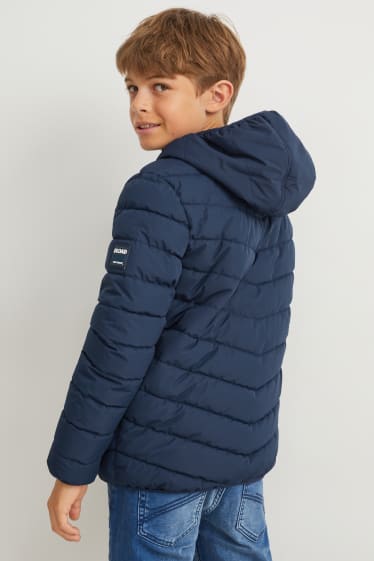 Kinderen: jongens - Gewatteerde jas met capuchon - donkerblauw