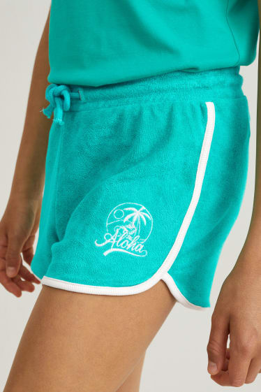 Kinderen: meisjes - Shorts van badstof - groen