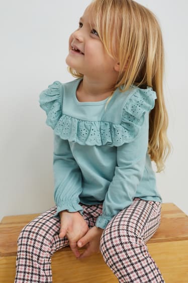 Bambine - Jeggings - a quadretti - bianco