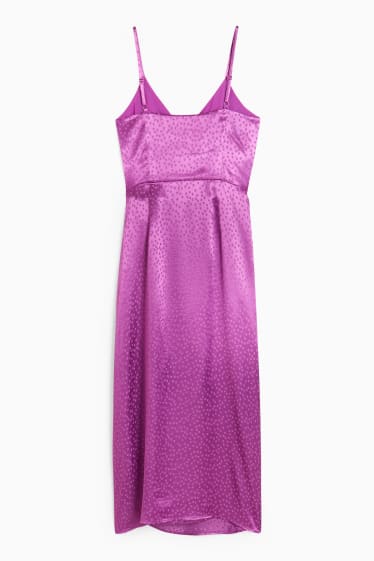 Mujer - Vestido cruzado - de lunares - violeta