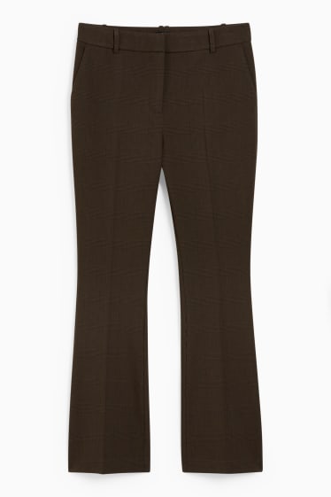 Femei - Pantaloni office - talie medie - flared - 4 Way Stretch - maro