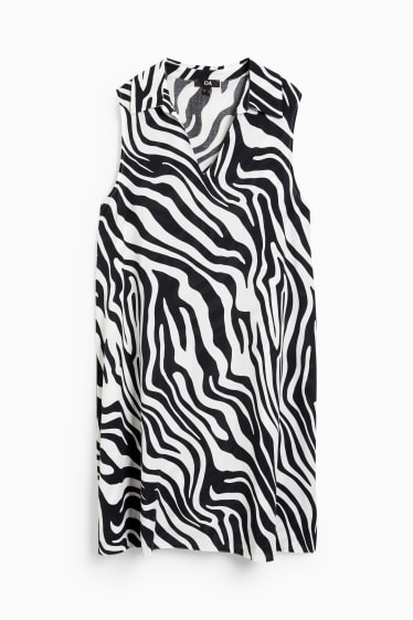 Dámské - Halenkové šaty - se vzorem - černá/bílá
