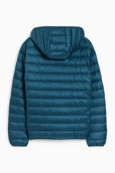Men - Quilted jacket with hood - petrol
