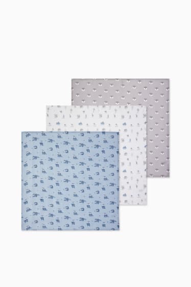 Bébés garçons - Lot de 3 - langes en gaze de coton pour bébé - bleu