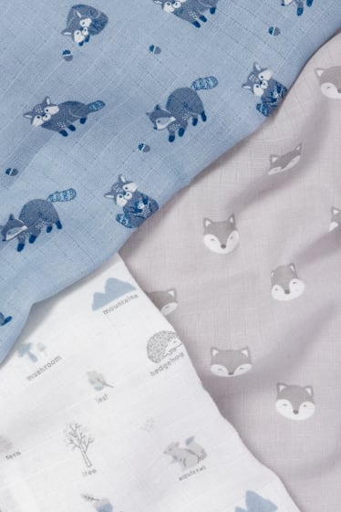 Bébés garçons - Lot de 3 - langes en gaze de coton pour bébé - bleu