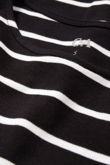 Women - Basic long sleeve top - striped - black