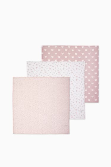 Bébés filles - Lot de 3 - langes en gaze de coton pour bébé - rose tendre
