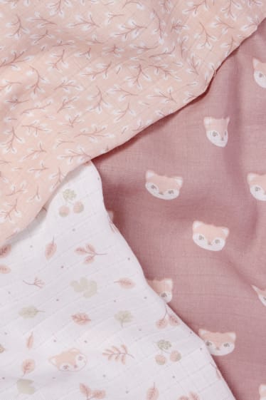 Bébés filles - Lot de 3 - langes en gaze de coton pour bébé - rose tendre