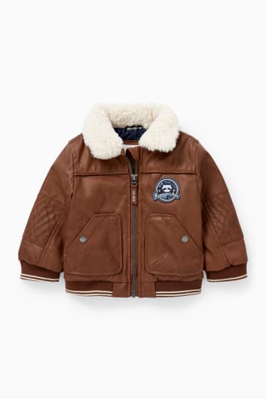 Bébés - Blouson motard pour bébé - synthétique - marron