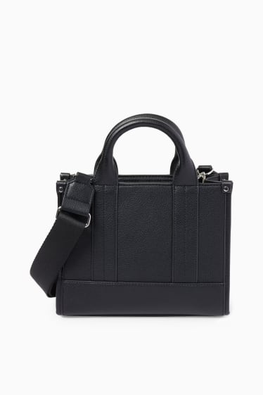 Damen - Tasche mit abnehmbarem Taschengurt - Lederimitat - schwarz