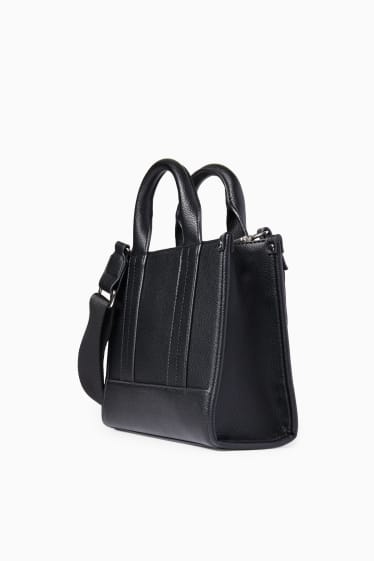 Damen - Tasche mit abnehmbarem Taschengurt - Lederimitat - schwarz