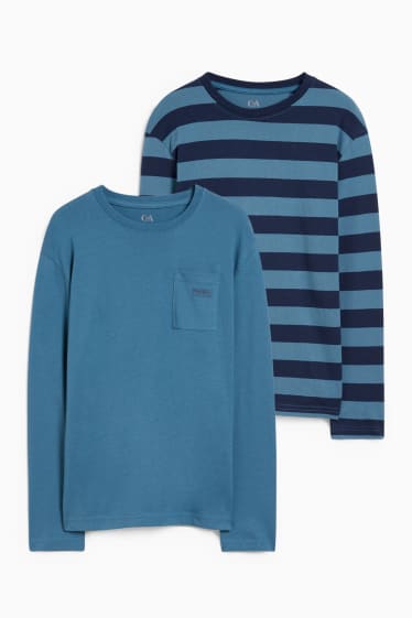 Kinderen: jongens - Set van 2 - longsleeve - petrol