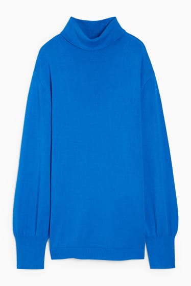 Women - Polo neck jumper - blue