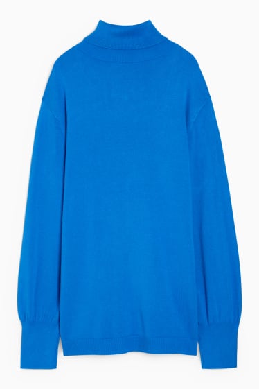 Women - Polo neck jumper - blue