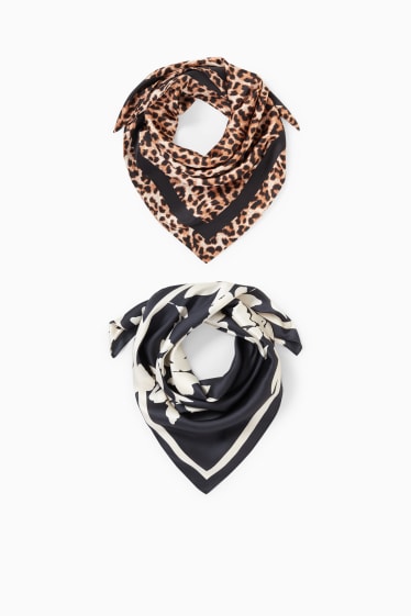 Donna - Confezione da 2 - foulard - fantasia - nero