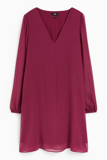 Dames - Jurk van chiffon, met V-hals - paars