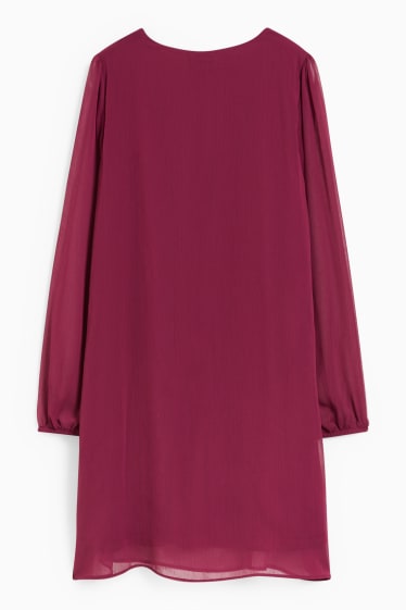 Kobiety - Sukienka z szyfonu z dekoltem w szpic - purpurowy