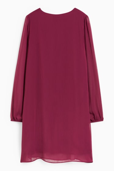 Damen - Chiffon-Kleid mit V-Ausschnitt - lila