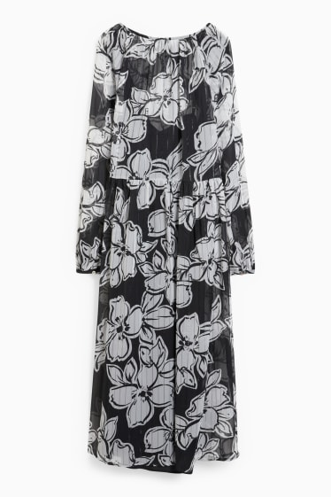 Kobiety - Sukienka z szyfonu - w kwiatki - czarny