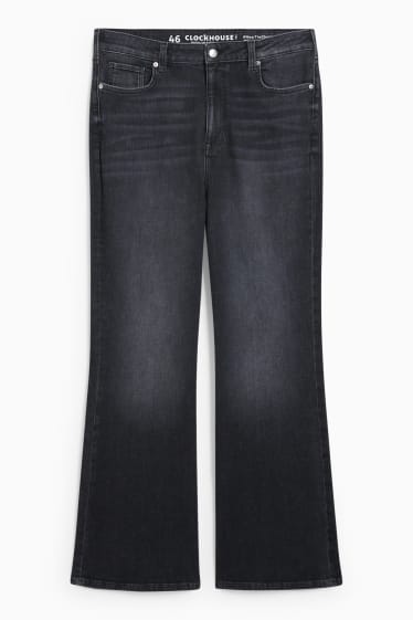 Nastolatki - CLOCKHOUSE - flared jeans - wysoki stan - LYCRA® - dżins-ciemnoszary