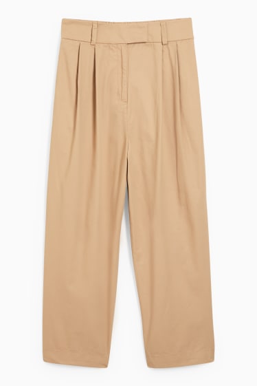 Donna - Pantaloni - vita alta - tapered fit - marrone chiaro
