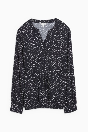 Dames - Zwangerschapsblouse - met patroon - donkerblauw / wit