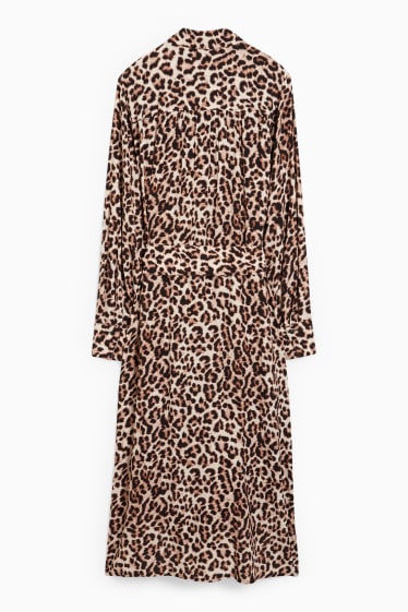 Dona - Vestit recte - estampat - marró clar
