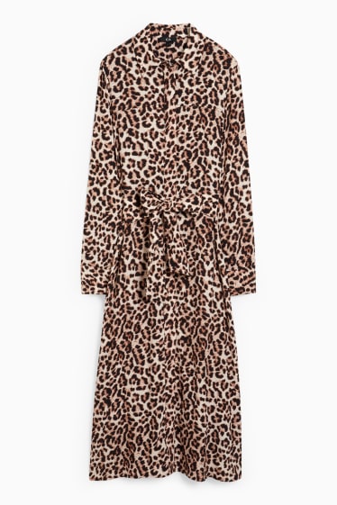 Dona - Vestit recte - estampat - marró clar