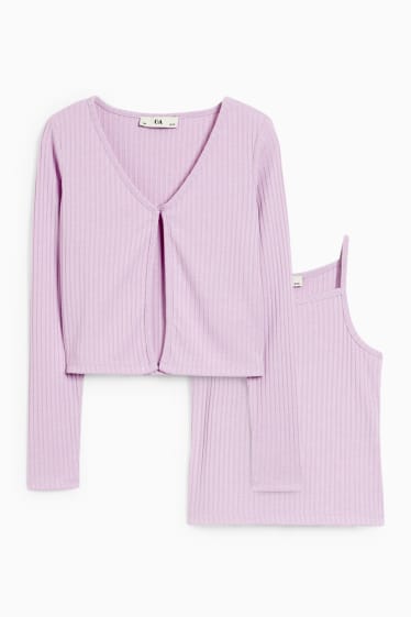 Kinder Mädchen - Set - Strickjacke und Top - 2 teilig - hellviolett