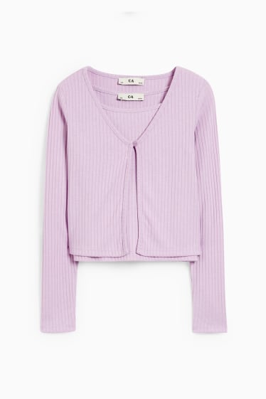 Kinder Mädchen - Set - Strickjacke und Top - 2 teilig - hellviolett
