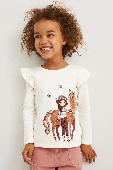 Enfants filles - Lot de 2 - hauts à manches longues - blanc crème