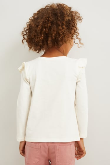 Enfants filles - Lot de 2 - hauts à manches longues - blanc crème