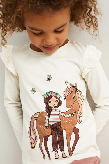 Enfants filles - Lot de 2 - hauts à manches longues - blanc crème