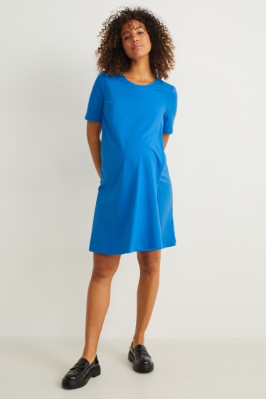 Damen - Umstands-T-Shirt-Kleid - blau