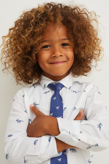 Enfants garçons - Dinosaures - cravate - à motif - bleu foncé