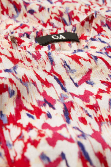 Dames - Empirejurk - met patroon - wit / rood