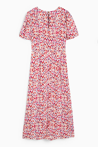 Dames - Empirejurk - met patroon - wit / rood