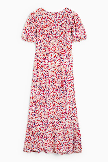 Dames - Empirejurk - met patroon - wit / rood