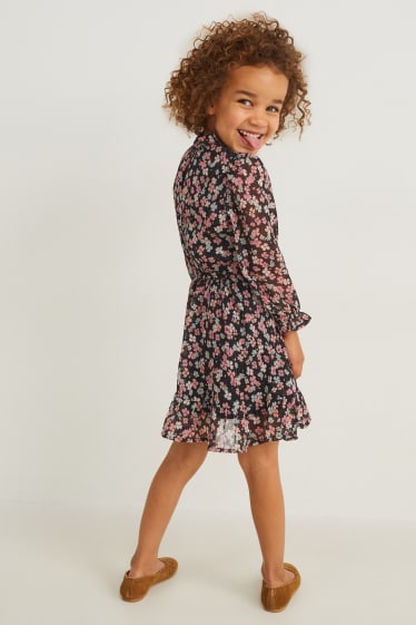 Enfants filles - Robe - à fleurs - bleu foncé