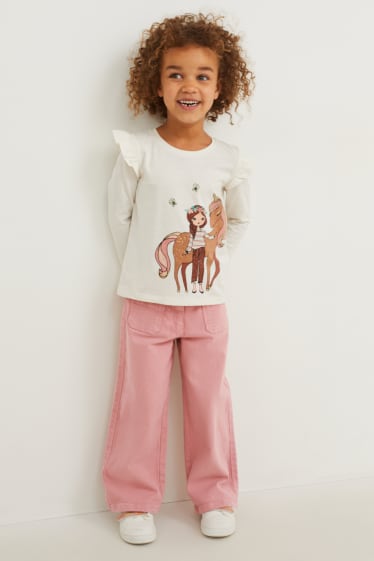 Kinderen - Wide leg jeans - roze