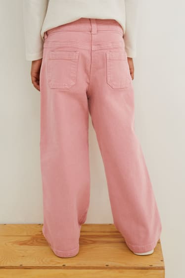 Enfants filles - Jean de coupe évasée - rose