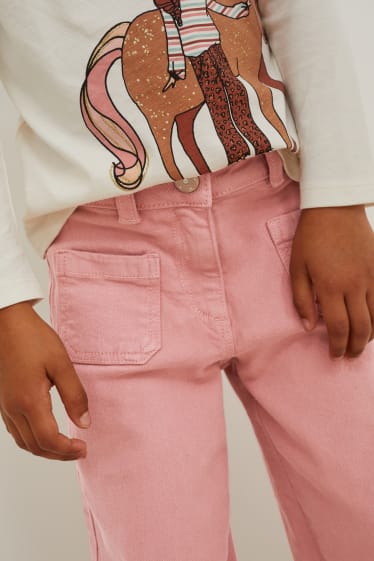 Enfants filles - Jean de coupe évasée - rose