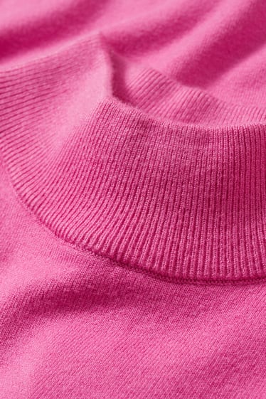 Damen - Strickpullover - kurzarm - dunkelrosa