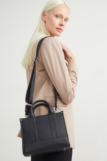 Damen - Tasche mit abnehmbarem Taschengurt - Lederimitat - schwarz