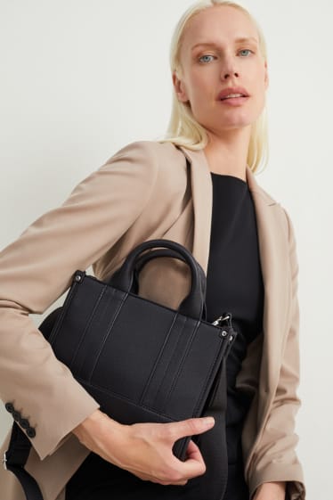 Damen - Tasche mit abnehmbarem Taschengurt - Lederimitat - schwarz
