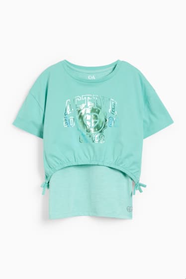 Enfants filles - Ensemble - top de sport et T-shirt court - 2 pièces - vert clair